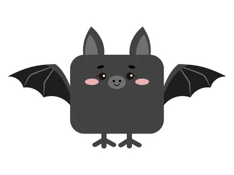 Square bat forest animal face with paws icon isolated on white background. Stock Illustration