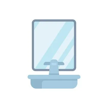 Square bathroom mirror standing on a shelf reflecting light Stock Illustration