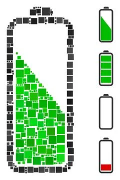 Square Battery Level Icon Vector Collage Stock Illustration