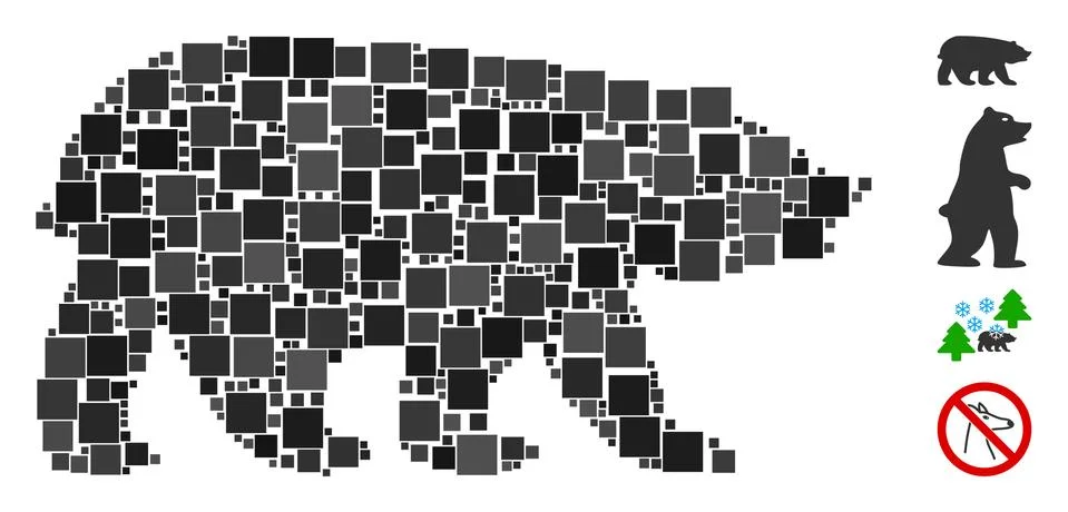 Square Bear Icon Vector Mosaic Illustrazione stock