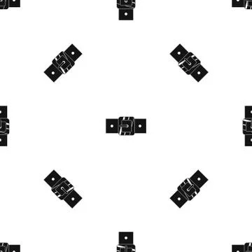 Square belt buckle pattern seamless black Ilustração Stock