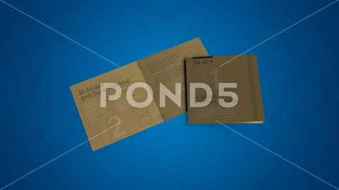 Square Bi Fold Brochure Mockup Modello PSD