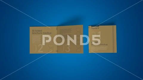 Square Bi Fold Brochure Mockup PSD-sjabloon