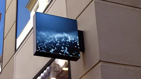 Square billboard with blue moving dots. Mockup. Stock Footage 189752218