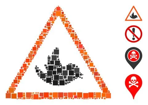 Square Bird Warning Icon Vector Collage Stock Illustration