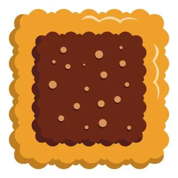 Square biscuit icon, flat style Illustrazione stock