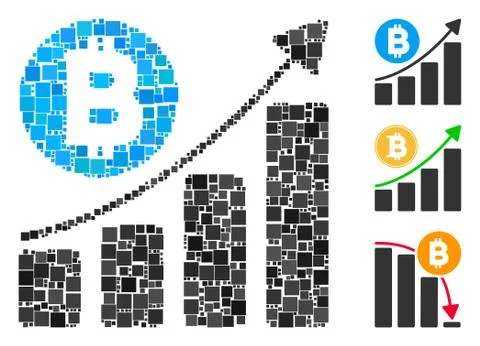 Square Bitcoin Bar Chart Trend Icon Vector Mosaic Ilustración de archivo