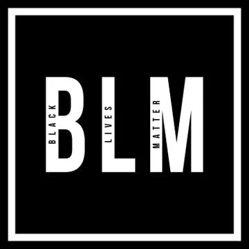 A square black and white BLM Black Lives Matter text illustration to raise aw Stock Illustration