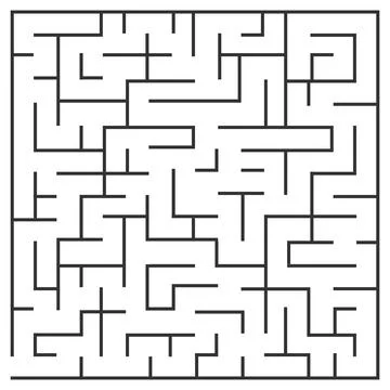 Square black and white labyrinth maze puzzle game template vector Stock Illustration