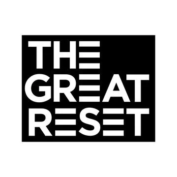 Square black and white text logo the great reset banner background vector Stock Illustration