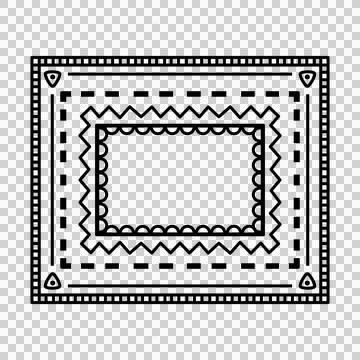 Square black line doodle mandala that can be used for sticker, frame, etc. Stock Illustration