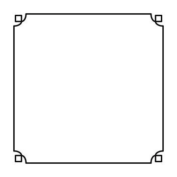 Square black outline frame featuring delicate curved corner loops Stock-Illustration