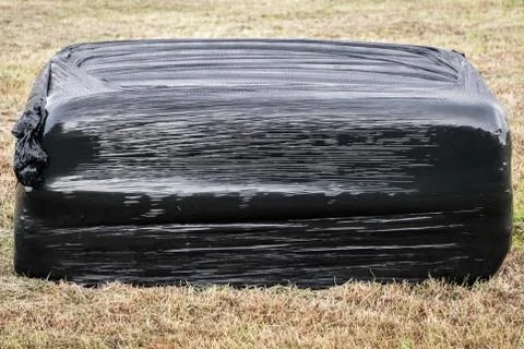 Square Black Silage Bale Stock Photos