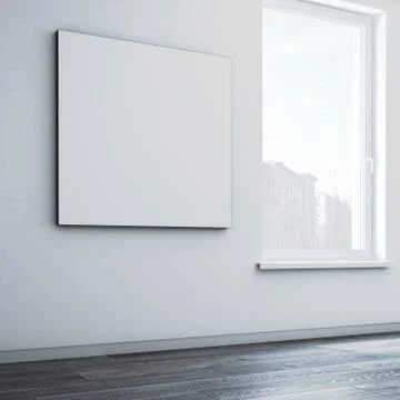 Square blank canvas on the wall . 3d rendering 스톡 일러스트