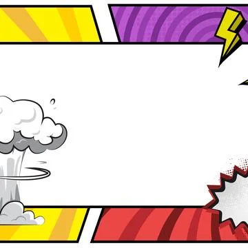 Square blank comic cartoon frame colorful background template isolated Stock Illustration