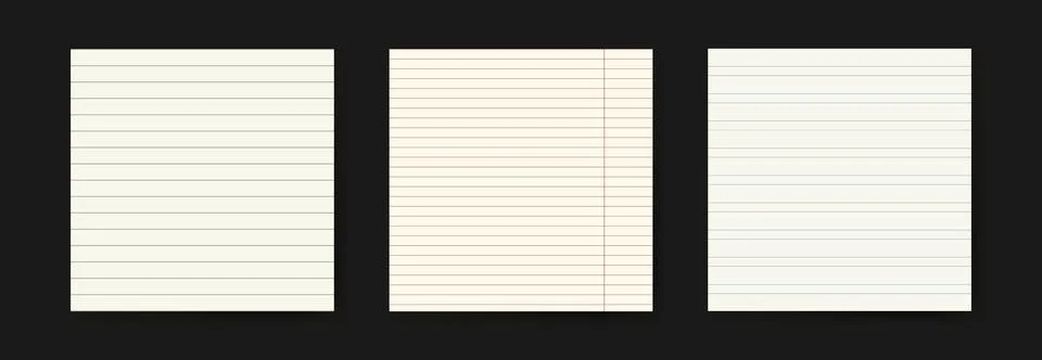 Square blank lined paper backgrounds for scrapbooking or school collages. Bla Stock Illustration