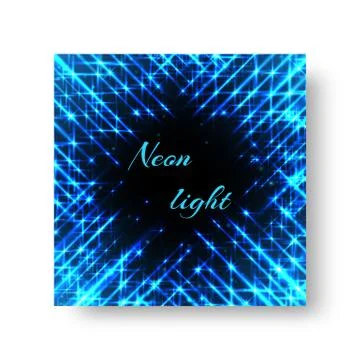 Square blank with neon light Stock Illustration