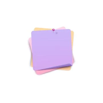 Square blank paper stack of pinned stickers template with bent edge vector. Stock Illustration