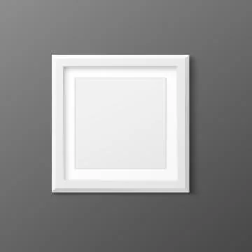 Square blank picture frame template, realistic vector illustration isolated. 스톡 일러스트