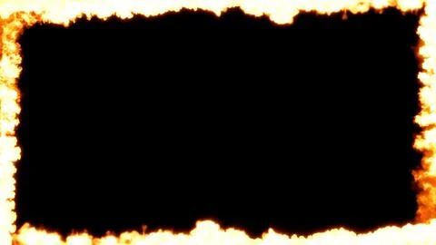 Square blazing frame of blazing fire trails, isolated - object 3D rendering Illustrazione stock
