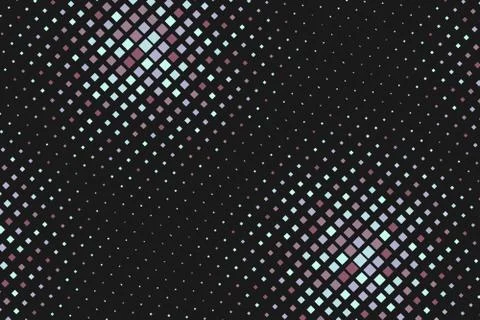 Square blend geometrical pattern. Halftone effect on multicolored dots Stock Illustration