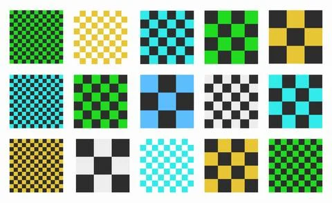 Square, block, tile, and chess inspired elements in Y2K style. Set of vibra.. イラスト素材
