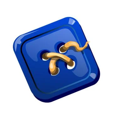 Square blue button is torn off isolated on white background. Vector cartoon Stock Illustration