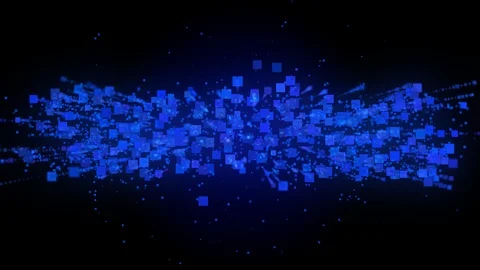 Square Blue Flickering Moving Particle Graphic Animation Background Stock Footage 100655362