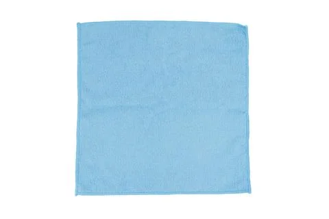 Square blue microfiber cloth isolated on white background. Soft non-woven m.. Stock-Fotos