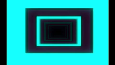 Square blue neon tunnel ring Video stock 322554002