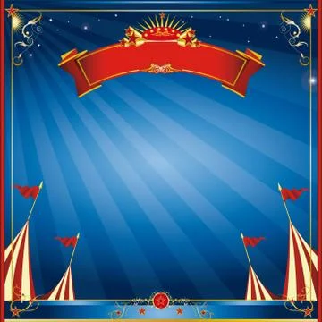 Square blue night circus invitation Stock Illustration