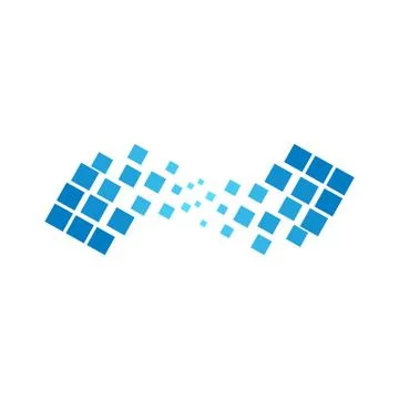 Square Blue Pixel Abstract Logo Template Illustration Design. Vector EPS 10. Stock Illustration
