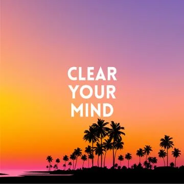 Square blurred background - sunset colors With motivating quote Stock Illustration