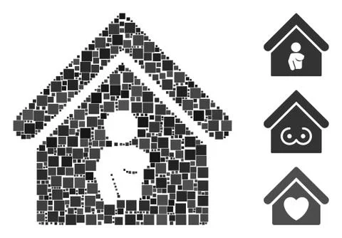 Square Bordel Icon Vector Collage Ilustração Stock