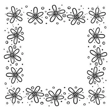 Square border with flowers, 1 Stock Illustration