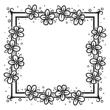 Square border with flowers, 2 Stock Illustration