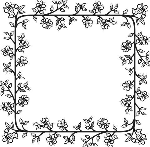 Square border with flowers, 3 Stock Illustration