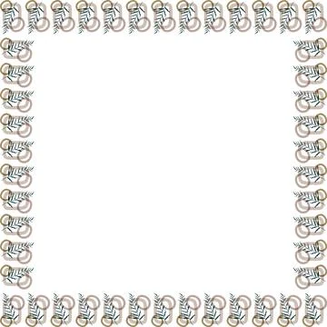 Square border frame template with flourish decoration. Plant branches empty f Stock Illustration