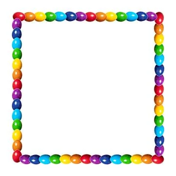 Square border made of rainbow colored eggs, squared frame of colorful eggs Foto stock