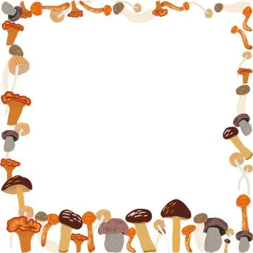 Square border of mushrooms Stock Illustration