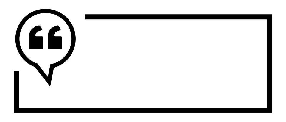 Square box with double quotation callout and copy space. Vector. Illustrazione stock