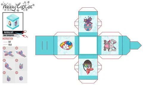 Square box for easter pattern turquoise colorful Stock Illustration