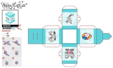 Square box for easter pattern turquoise bright Stock Illustration