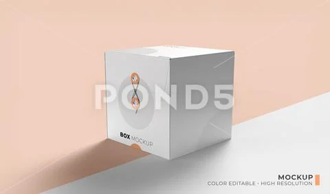Square box mockup with closing line PSD Template