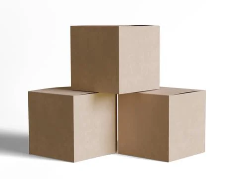 Square box packaging white background cardboard paper with realistic texture Illustrazione stock