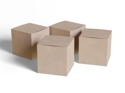 Square box packaging white background cardboard paper with realistic texture Illustrazione stock