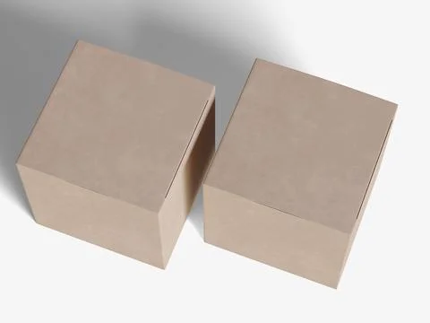 Square box packaging white background cardboard paper with realistic texture Illustrazione stock