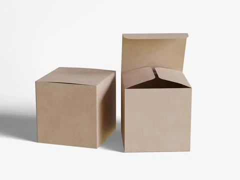 Square box packaging white background cardboard paper with realistic texture Illustrazione stock