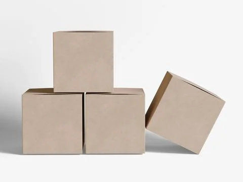 Square box packaging white background cardboard paper with realistic texture Stock Illustration