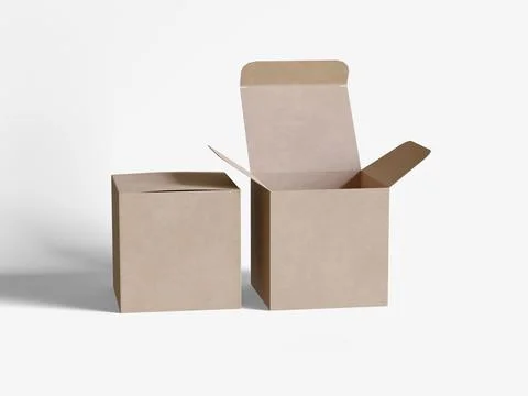 Square box packaging white background cardboard paper with realistic texture Stock Illustration